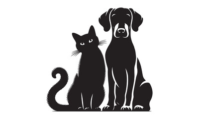 Dog and cat silhouette isolated on stock illustration-dog and cat vector Hand drawn lettering phrase, Calligraphy t shirt design, svg Files for Cutting Cricut and Silhouette, card, flyer, EPS 10