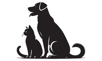 Dog and cat silhouette isolated on stock illustration-dog and cat vector Hand drawn lettering phrase, Calligraphy t shirt design, svg Files for Cutting Cricut and Silhouette, card, flyer, EPS 10