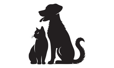 Dog and cat silhouette isolated on stock illustration-dog and cat vector Hand drawn lettering phrase, Calligraphy t shirt design, svg Files for Cutting Cricut and Silhouette, card, flyer, EPS 10