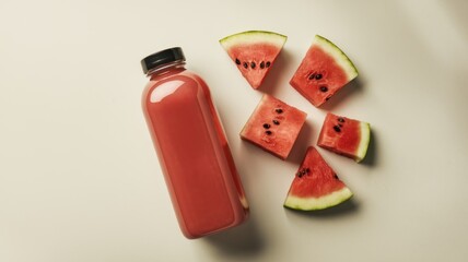 Watermelon Juice Bottle with Fresh Slices