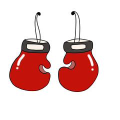 Hanging boxing gloves
