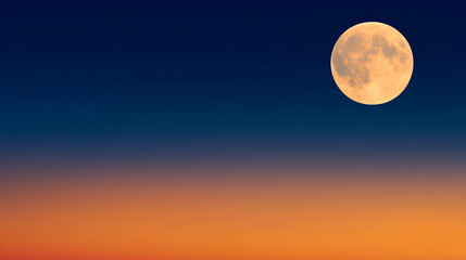 Fototapeta premium Large moon is shining brightly in the night sky