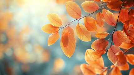 Chic Fall Design Highlighting Beautiful Orange Leaves in an Elegant Banner
