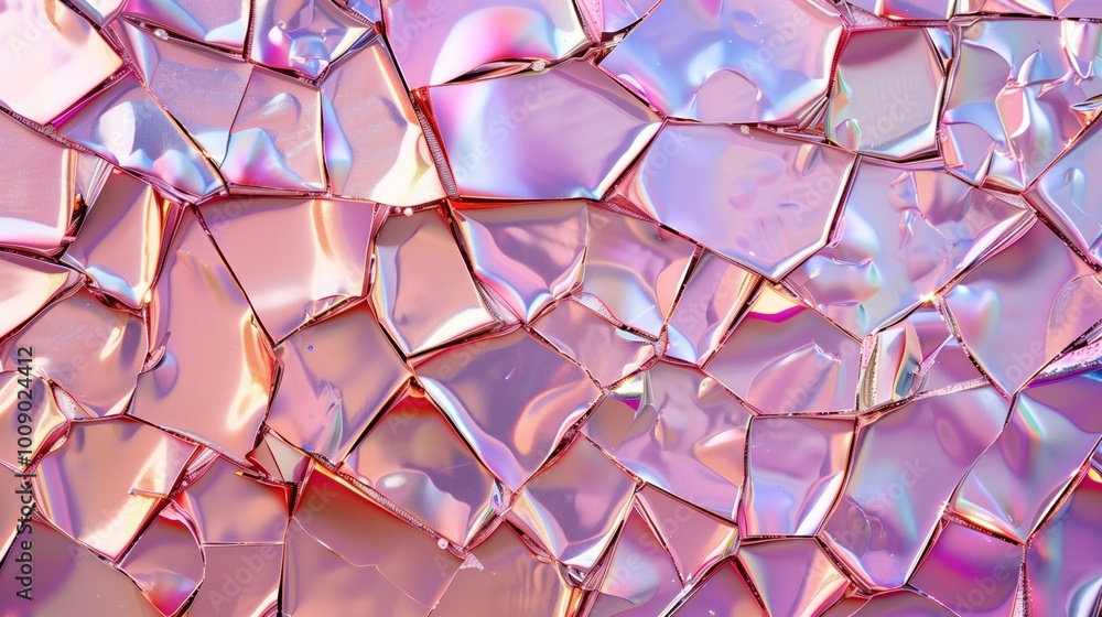 Aufkleber iridescent pink glass shards create a mosaic pattern. abstract art concepts or backgrounds.