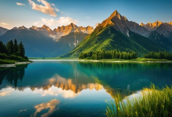 breathtaking panoramic views pristine landscapes featuring majestic clear blue lush green serene water bodies, aerial, agriculture, beauty, biodiversity
