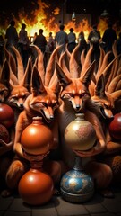 Fototapeta premium red fox, nine tail fox