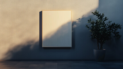 Minimalist Interior with Blank Canvas and Shadows

