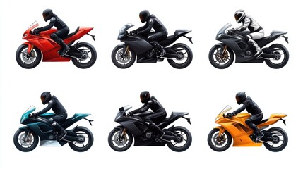 Motorcyclist on White Background