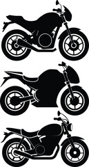 Motorcycles silhouette vector set, motorcycle icons and logos art illustration design.