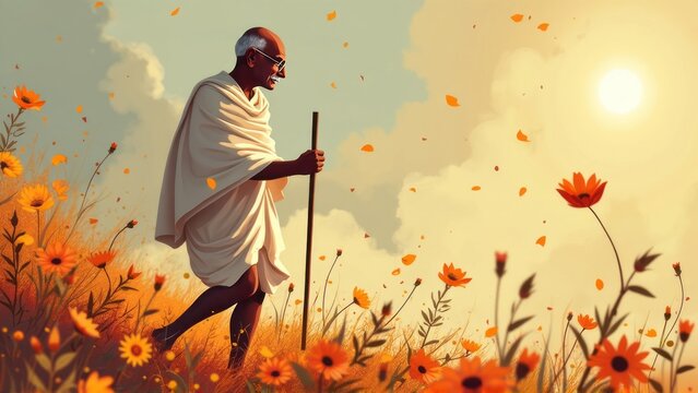 gandhi ji dandi yatra conceptive illustration image