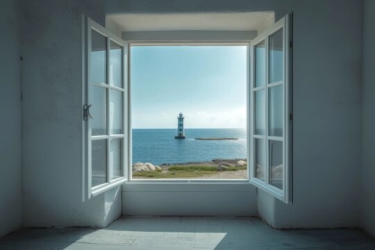 Fototapeta Window see lighthouse architecture building tower.