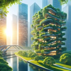 Eco-Futurism Cities
Imagining sustainable cities of the future with advanced architecture blending nature and technology. Lush greenery intertwined with sleek modern buildings, offering hope for eco-f