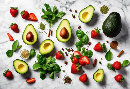 colorful arrangement fresh vibrant food ingredients displayed minimalist style captivating visual experience, appetizing, asparagus, assortment, attractive