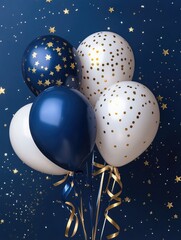 Fototapeta premium Celebratory Balloon Bouquet with Gold Star Confetti