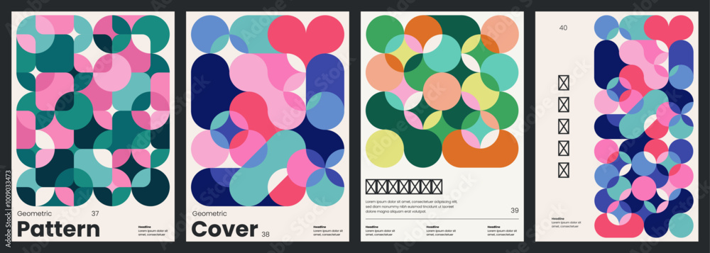 Poster minimalist covers design. abstract geometric backgrounds. a4 size print templates with customizable 