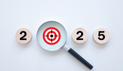 New Year Goals Action Plan 2025 with Goals Icons, Business Plan, Financial Plan and Strategy, Business, Intention, Goals, Inspiration, Annual Plan and Development to Achieve Goals.