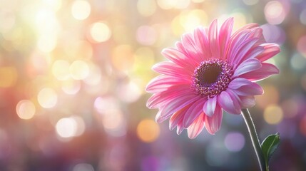 Close-up of a Pink Gerbera Daisy with Bokeh Background