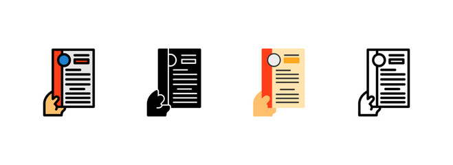 Set of Hand with resume Icon