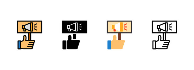 Set of Hand holding a Hiring sign Icon