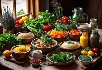 vibrant display allergy friendly meal preparations showcasing colorful array nutritious ingredients enticing presentations, nutrition, dish, cuisine, health