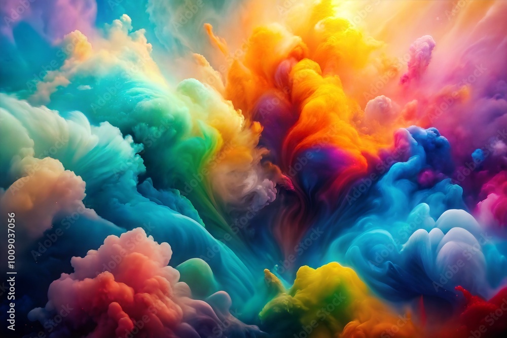 Wall mural close-up of colorful smoke creating dynamic abstract scene