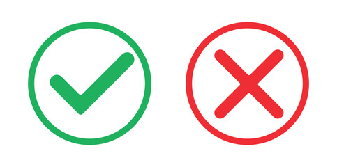 Set check mark and cross Vector illustartion