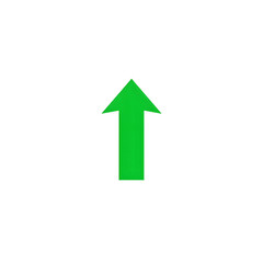 Bright green upward arrow with a solid block design, isolated on transparent background, Generative AI