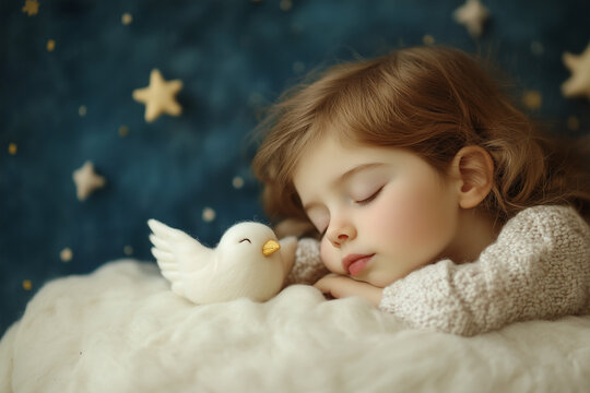daughter child sleeping sweet dream lullaby starry night moon 