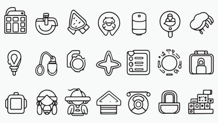 Set of outline icons related to kids. Linear icon collection. Editable stroke. Vector 