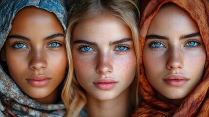 Obraz premium Three Diverse Women Looking Directly at the Camera