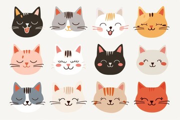Adorable cat faces illustration