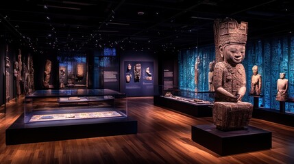 Ancient Egyptian Artifacts Displayed in a Museum Setting