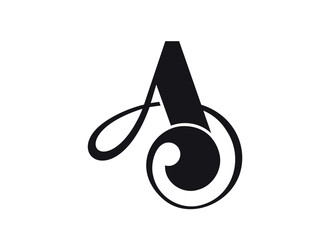 Elegant Stylised Letter 'A' Logo with Flowing Curves and Spiral Design &ndash; Modern Black & White Branding. Vector Illustration