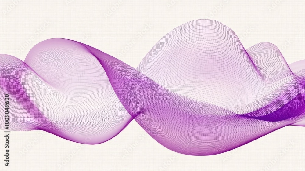 Poster a high-tech abstract background with smooth, flowing purple waves and subtle gradient effects