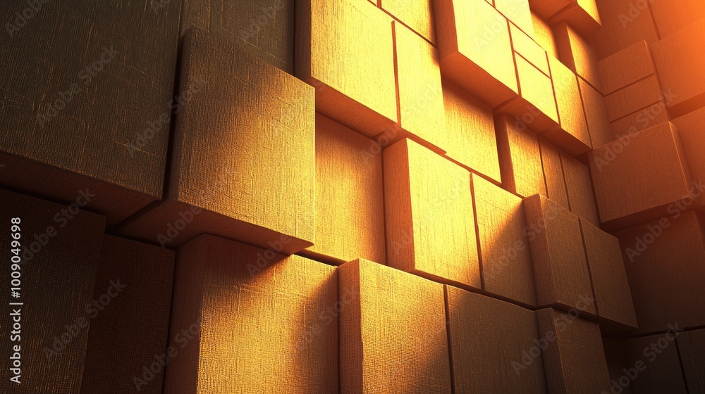 Poster the backdrop consists of textured golden blocks creating a modern, abstract design