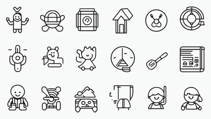 Set of outline icons related to kids. Linear icon collection. Editable stroke. Vector 