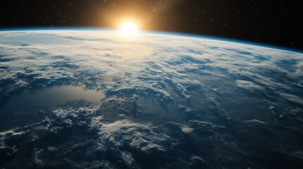 Satellite orbiting Earth, with a view of the planet's surface and atmosphere