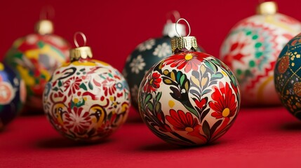 Ornaments that celebrate cultural heritage, featuring traditional motifs, patterns, and materials from various cultures around the world