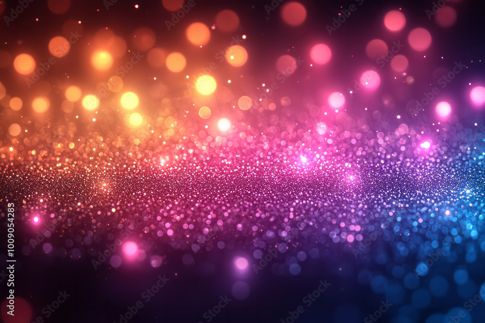 Poster a vibrant display of colorful bokeh lights scattered across a soft gradient background, isolated on 