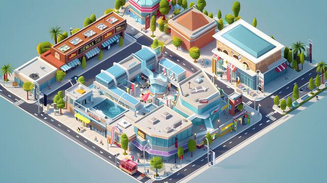 Shopping Mall Map Isometric 3D