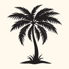 Palm Tree set of black color Silhouette with White Background