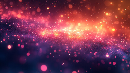 A smooth gradient background illuminated by glowing bokeh lights in varying sizes and colors,