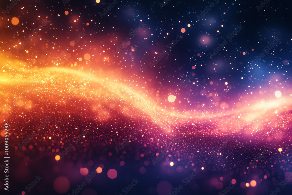 Poster a soft wave of bokeh lights blending effortlessly into a gradient of warm and cool colors,