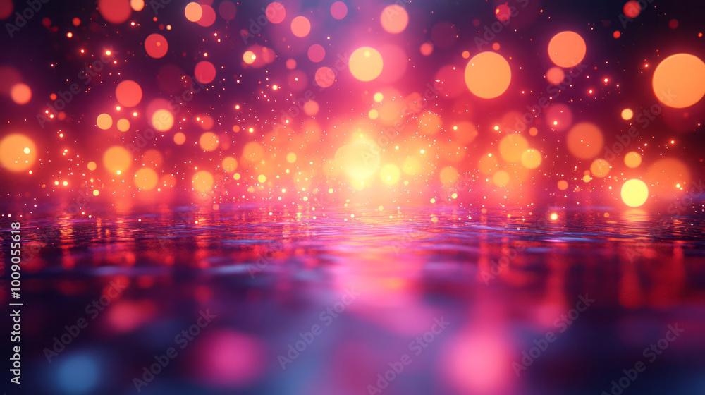 Poster a gentle cascade of colorful bokeh lights transitioning through a seamless gradient, floating softly