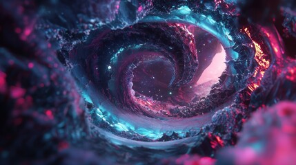Abstract Swirling Pattern with Neon Blue and Pink Hues