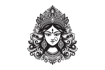 Maa Durga silhouette vector, Durga silhouette vector	