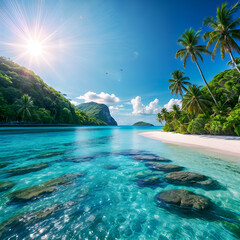 Fototapeta premium Beautiful landscapes to visit or live in, paradisiacal places, for tourism, vacations.