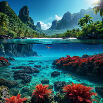 Beautiful landscapes to visit or live in, paradisiacal places, for tourism, vacations.