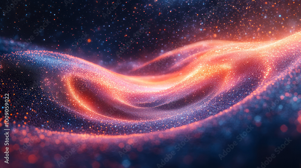 Aufkleber a dynamic wave of pixels radiating in all directions, floating gently on a soft canvas,