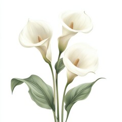 Elegant white calla lilies arranged beautifully, perfect for floral designs and nature-themed projects.